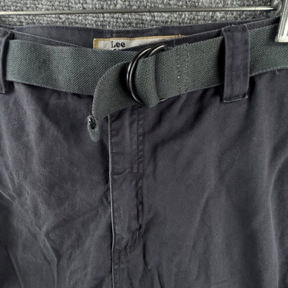 NWT Lee Dungaree Cargo Shorts Navy Blue Belted Pockets Size 38 Cotton Adult Men - Picture 10 of 16